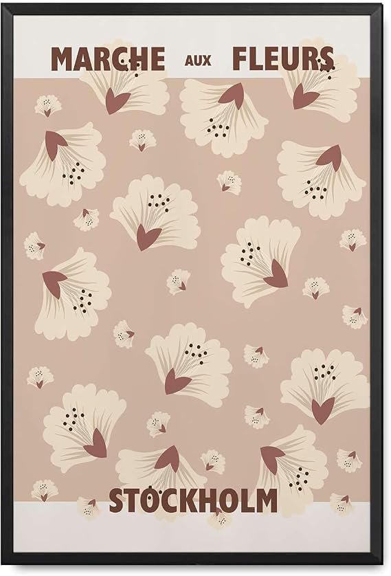 Canvas Painting Wall Picture Printing Flower Market Poster Printed Flower Marche Aux Fleurs Print City Flower Poster Stockholm Poster Botanical Print Suitable for Living Room Bedroom Office Decoration 12x18inch