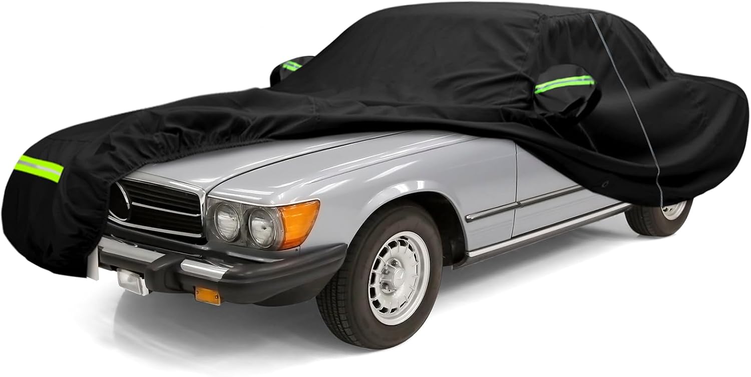Waterproof Car Cover Compatible with 1981-2002 Mercedes-Benz SL-Class 380500560 SL 2 Door CoupeRoadster Accessories, 420D All Weather Car Covers with Inner Cotton for Dust Snow Rain Hail Protection