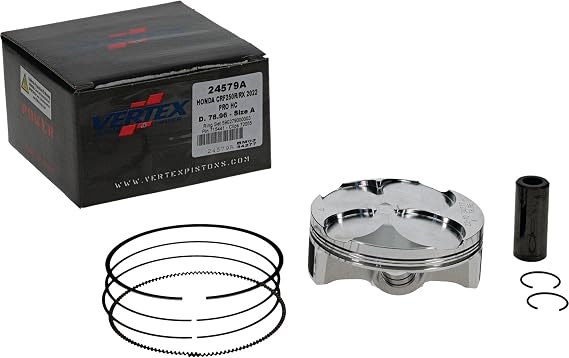 Vertex 24579A Forged High Compression Piston Kit Compatible With/Replacement For Honda CRF 250 R, CRF 250 RX 2022 79 mm Cylinder Diameter, 250 cc Displacement, 78.960mm Piston Diameter