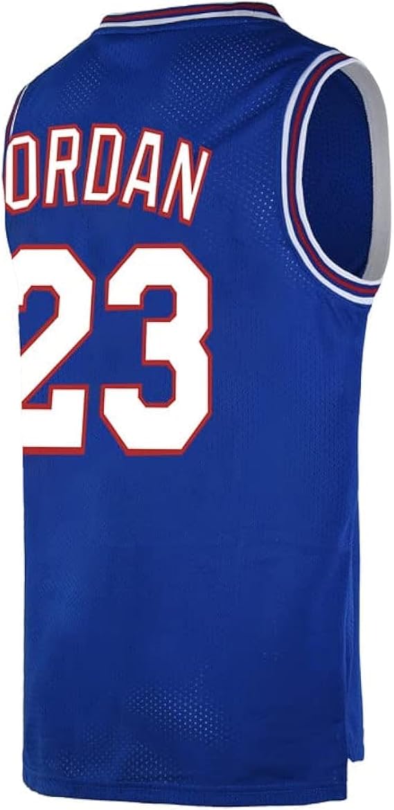 Mens Basketball Jersey #23 Space Movie Jersey White/Black/Blue