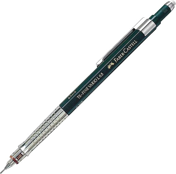 Faber-Castell Vario Lüx Versatil Kalem, 0.5 mm Uç, Sertlik Ayarlı Metal Uç, Silgili, Ergonomik Tutuş, Yeşil