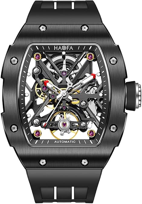 Haofa Automatic Mechanical Watch for Men Ceramic Bezel Skeleton Watch Sapphire Luminous Waterproof Business Sport Self-Wind Watch 1988