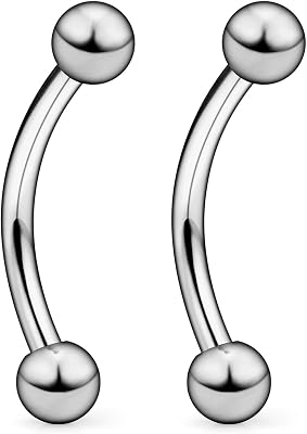 Hoeudjo Titanium Eyebrow Ring Piercing Jewelry for Women Men Daith Rook Earring Curved Barbell with Externally Threaded Ball 16 Gauge 6mm 8mm 10mm 12mm