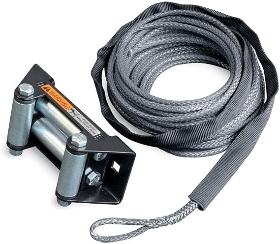 WARN 77835 ATV Winch Component Accessory: Synthetic Cable Rope Conversion Kit with Roller Fairlead: 7/32" Diameter x 50' Length