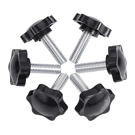 INCREWAY 6pcs M8x25mm Plum Blossom Shape Threaded Knurled Thumbscrew Grip Knobs Thumb Screw