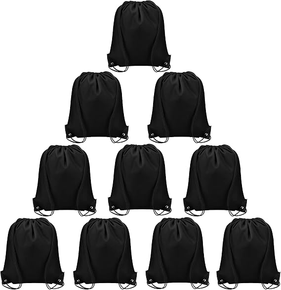 Vorspack 10 Pcs Drawstring Bags Bulk, 15.7 x 13.3 Inches, Black