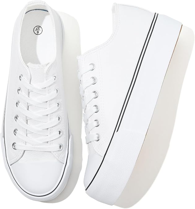 Rominz Women's Platform Sneakers PU Leather Tennis Shoes