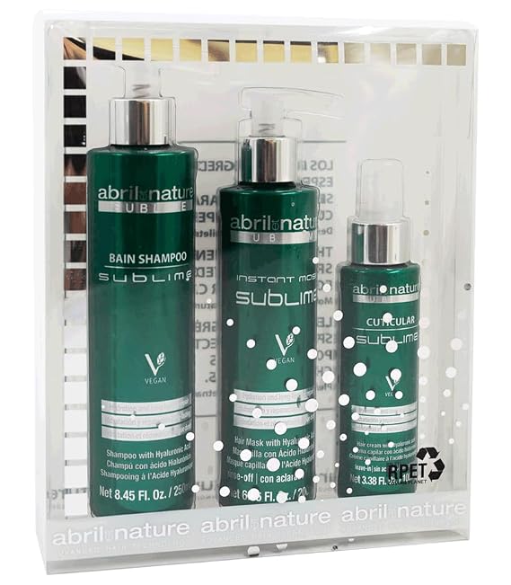 abril et nature - Professional Repair Hair Care Set - Sublime - Shampoo, Mask, and Serum Pack for Damaged, Thick, and/or Porous Hair - Nourishing and Hydrating - 550 ml