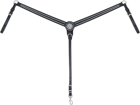 Weaver Leather Back in Black Tapered Ring-in-Center Breast Collar, Black Horse