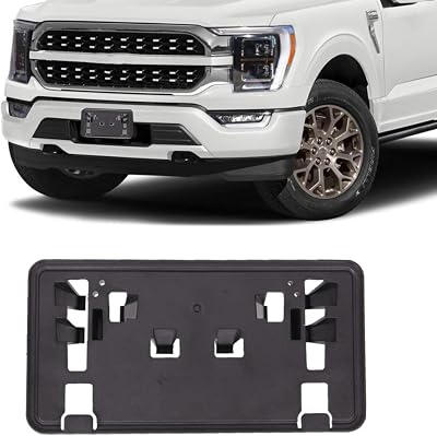 Front License Plate Bracket Frame Compatible with Ford F-150 F150 2021 2022 2023 2.7L, 3.0L, 3.5L V6, Replacement for ML3Z-17A385-BB