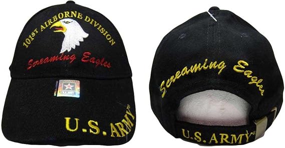 Army 101st Airborne Screaming Eagles Division Black Embroidered Cap Hat