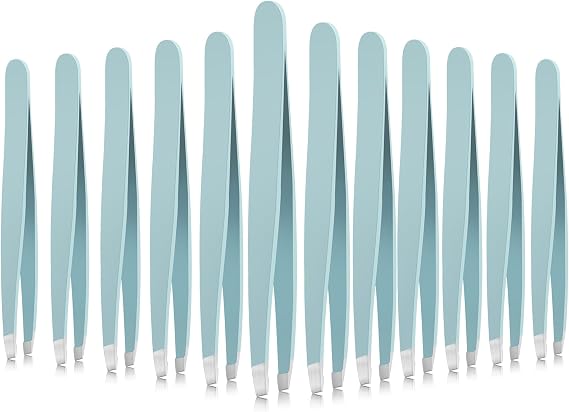Mudder 12 Pcs Eyebrow Tweezers Set for Facial Hair in Bulk