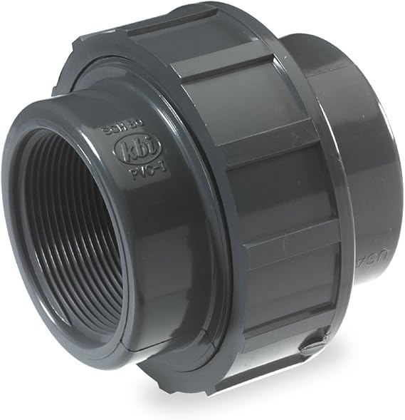 NDS U-1000-T PVC Pipe Fitting, 1-Inch Threaded Union, Schedule 80, EPDM O-Ring, 1 Inch, Gray