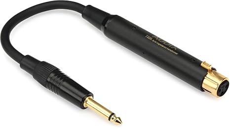 AUDIX T50K Professional XLR to TS Inline Impedance Matching Transformer: Lo-Z to Hi-Z - Black/Gold