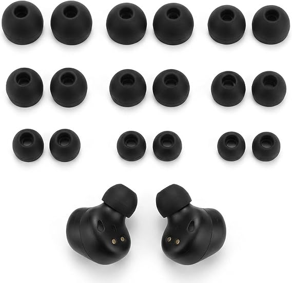 9 Pairs Replacement Earbud Tips, Silicone Ear Tips for In-Ear Headphones, Ear Bud Replacement Tips S/M/L, Noise Isolating Earphone Buds, Black
