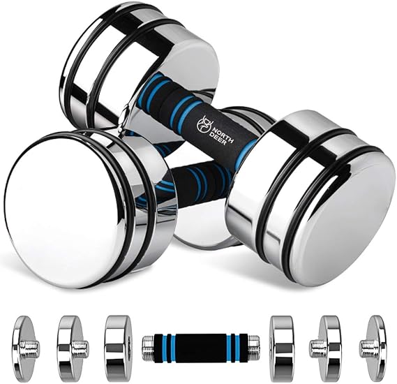 Northdeer Dumbbells Set, Adjustable Ultracompact Chrome Weights Home