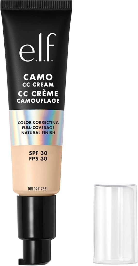 e.l.f. Camo CC Cream, Color Correcting Medium-To-Full Coverage Foundation with SPF 30, Fair 100 W, 1.05 Oz (30g)