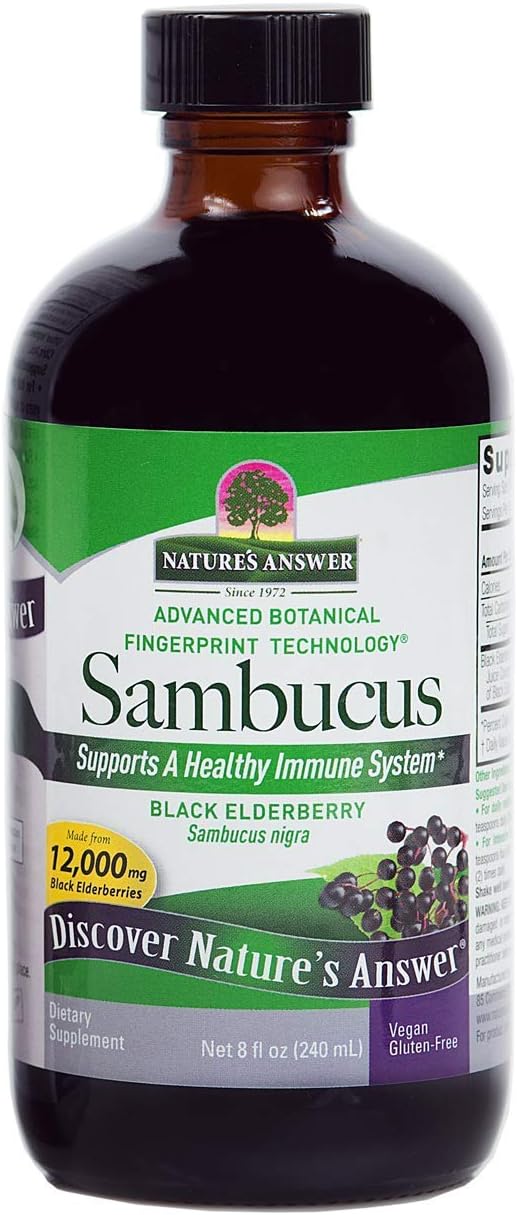 Nature's Answer Sambucus Black Elder Berry Extract Syrup in Plastic Bottle Alcohol-Free 8-Fluid Ounces | Daily Immune Support | Packed with Antioxidants | Family Friendly | Flue Season Defender