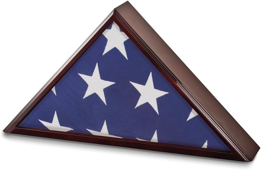 Jewels By Lux Cherry Matte Finish Poplar Veneer Glass Top Flag Collectors Box
