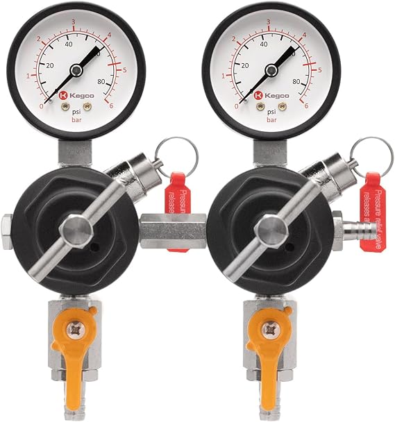 Kegco Secondary Regulator, Double Gauge, Black