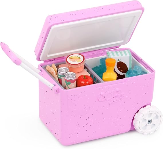 Our Generation - OG Camping Cooler - Accessories for 46 cm dolls - Wheeled Cooler - Pretend to Eat Toys - Imaginary Play - Ages 3+