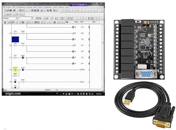 PLC Programmable Logic Controller 12DC Inputs, 8 Relay Outputs, 24VDC, USB Interface, Power Supply