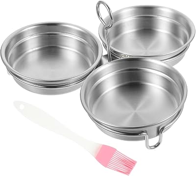 Stainless Steel Egg Poacher Set with Handle 7.28 Inch Egg Mold for Easy Poached and Boiled Eggs Kitchen Cookware for Home Cooking