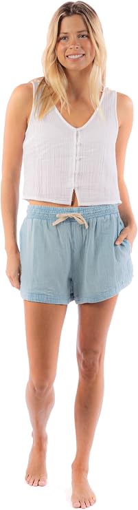 Rip Curl Women's Casual Beach Shorts Pull-on with Drawstring & Pockets, Comfortable Summer Shorts