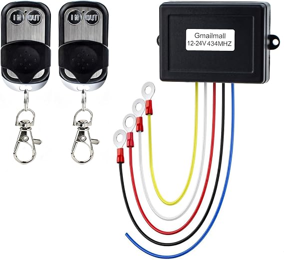 Wireless Winch Remote Control Kit for Truck Jeep ATV SUV, 12V 24V Handset Recovery Waterproof Winch Remote Control Switch Receiver Kit for Car