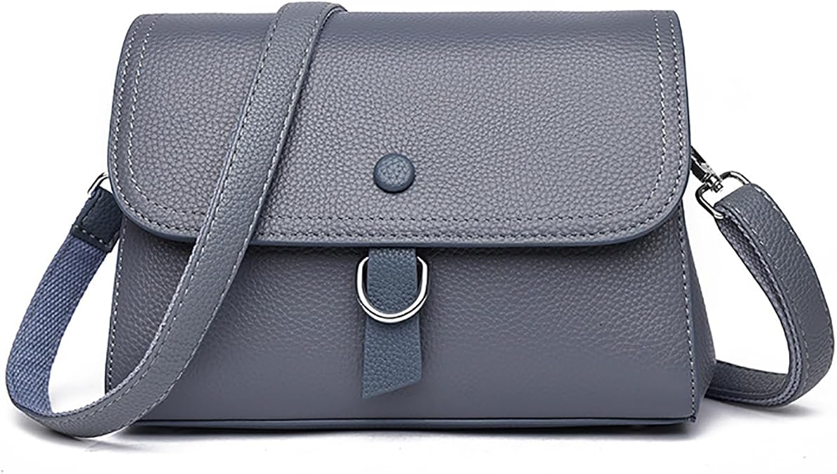 Blue Small Esimileeya Crossbody Bag for women,Genuine Leather Modern Minimalist Design Bag,Shoulder Purses With Adjustable Strap