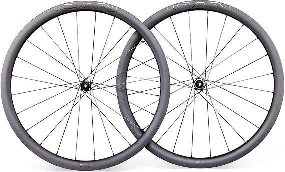 ICAN AERO38 II Road Carbon Wheel, 700C Wide Rim Disc Brake, Clincher Tubeless, Bicycle Wheel, Lightweight and Durable