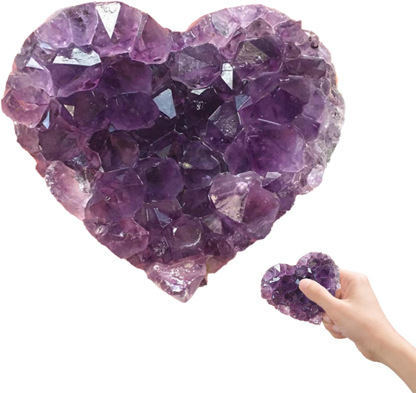 4-5cm Geode Crystals Amethyst Gifts Crystal Tears Amethyst Crystal Stone Natural Amethyst Crystal Heart Natural Raw Gemstone Specimen for Meditation Positive Protection Gifts Crystal Decoration