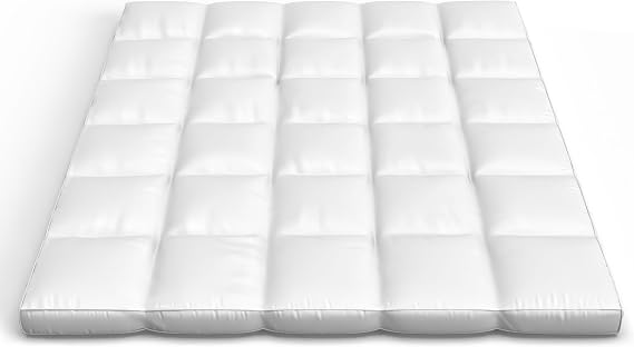 Lavish Home Down Mattress Topper, White, 80 x 60 x 4