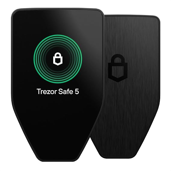 Trezor Safe 5 Cryptocurrency Hardware Wallet with Secure Elements, Passphrase Ready | Color Touch Screen | Bitcoin Security Management and Thousands of Coins, black graphite