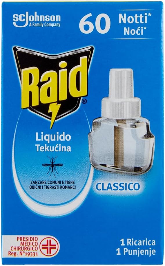 Raid ® Elektrikli sıvı, 135 gece, sivrisineklere ve kaplanlara karşı yedek parçalar, 45 gece için 3 yedek paket