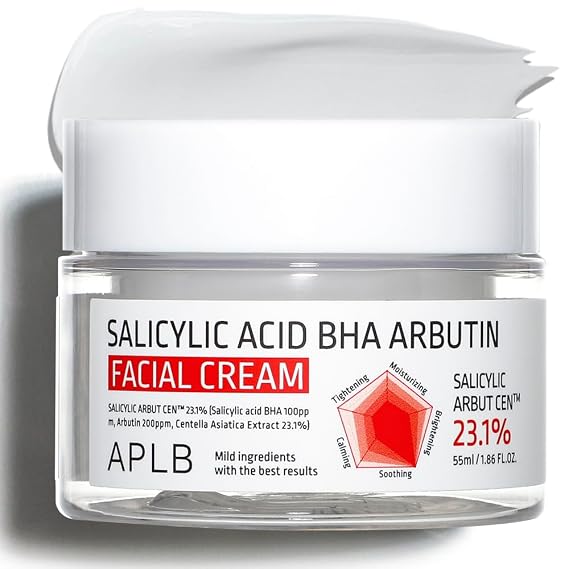 APLB Salicylic Acid BHA Arbutin Facial Cream | SALICYLIC ARBUT CENTM 23.1% 1.86 FL.OZ/Korean Skincare, Deep hydration, Acne & Pore care, Revitalize for gentle and improve skin texture