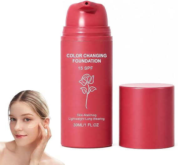 Color Changing Foundation Korean, Self Adjusting Natural Finish, Blurs Imperfe, Colour Changing Foundation, Colour Changing Foundation for Mature Skin - All Skin Tones (1Pc)