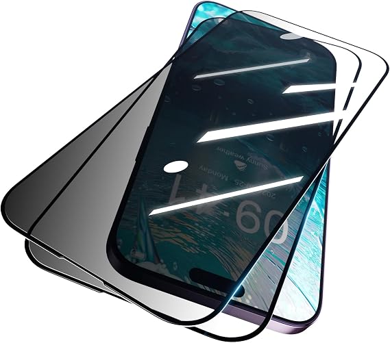 Google Pixel 10 Pro用プライバシースクリーンプロテクター 2枚パック 折り畳み式強化ガラスフィルム、スパイ防止 傷防止 光沢仕上げ 傷防止 高感度、ブラック
