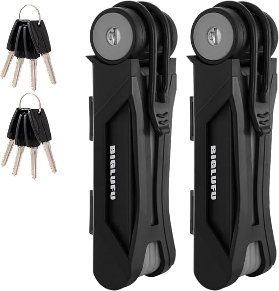 Bike Lock Bicycle Scooter Motorcycle Folding Locks with 4Keys, Fold Chain Heavy Duty Alloy Steel Foldable Lock with Mounting Bracket 2pc Straps, 86cm/34 Unfolding, 1.92 lbs