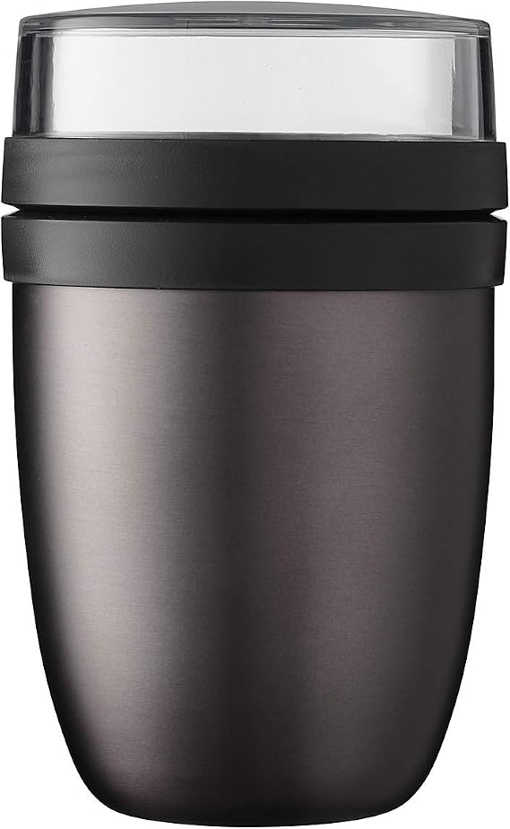 Mepal Lunch Pot Ellipse Titanium 500 ml Practical Thermal Container, Yoghurt, Go Cup Keeps Food Warm or Cool for a Long Time, Polypropylene, Titan, 500 + 200 ml