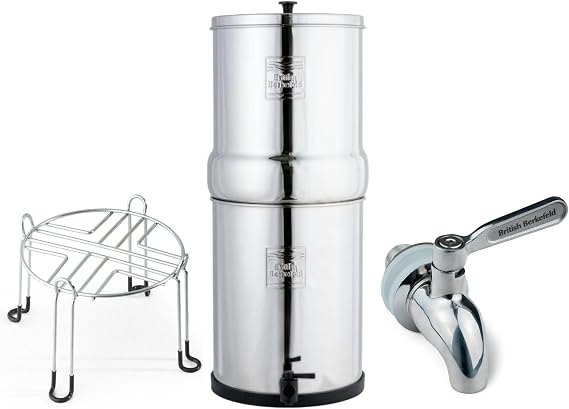 British Berkefeld 12Litre Bundle | Included: 12L Gravity System, 2 Ultra Fluoride Cartridges, Stainless Steel Tap & 12L Stand | Great-Tasting Clean Water