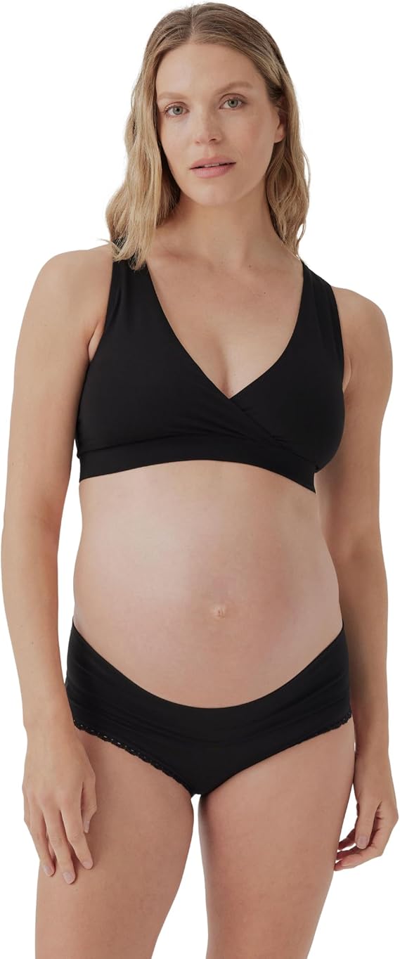 Pact Organic Cotton Maternity Foldover Brief Underwear for Pregnancy Postpartum, 4-pack