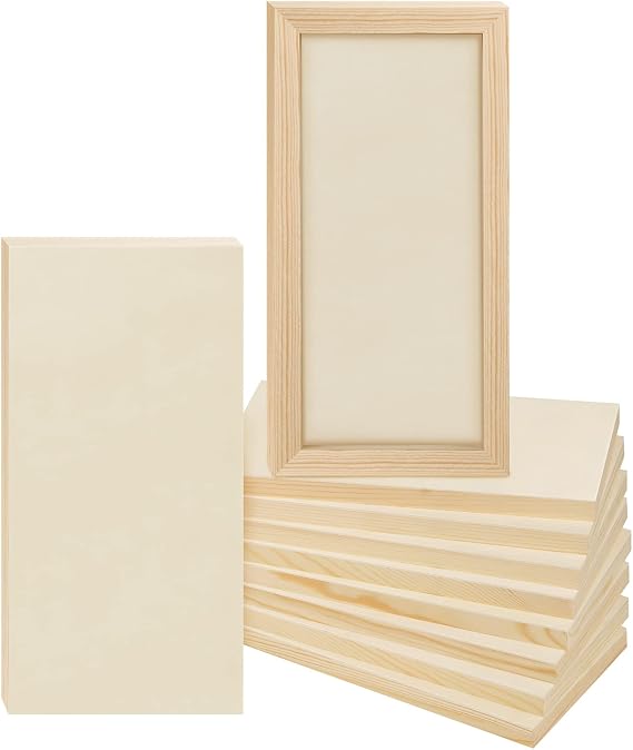 ADXCO 8 Pack Wood Panels 6 x 12 inch Wooden Canvas Board Unfinished Wooden Panel Boards for Painting, Arts, Pouring Use with Oils, Acrylics