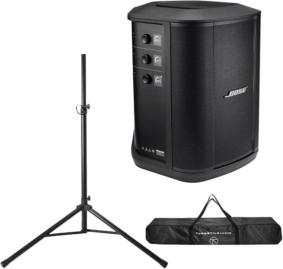 Bose S1 Pro+ Portable Wireless PA System with Bluetooth, Black Bundle with Turnstile Audio Height-Adjustable Speaker Stand and Stand Case