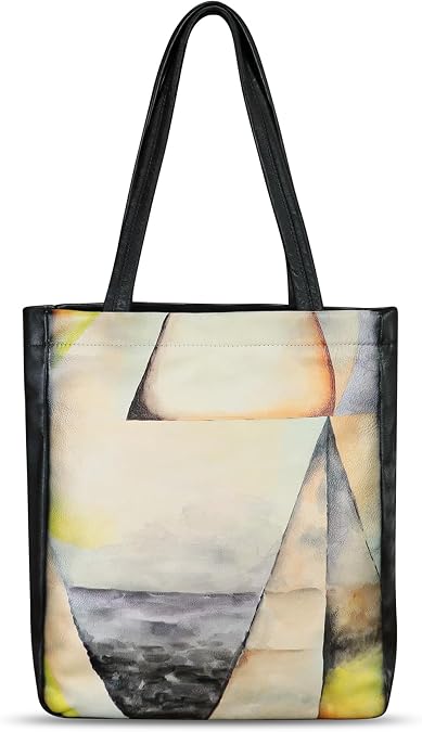 Genuine Leather Shoulder Bag for Women Hand Painted Leather Handbag Handmade Work Tote Bag Casual Shoulder Purse