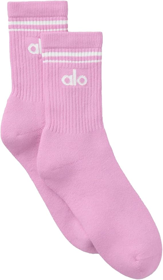Alo Unisex Half-Crew Sock Sweet Pink Size Medium
