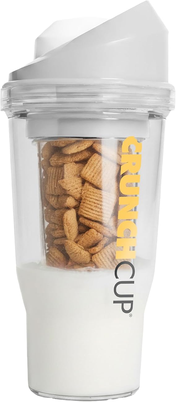 CRUNCHCUP XL Portable Cereal Cup for Breakfast On the Go - White