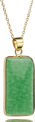 Crystal Force Green Jade Pendant Necklaces for Women & Men, Gold Plated 925 Sterling Silver Jade Good Luck Gift Jewelry