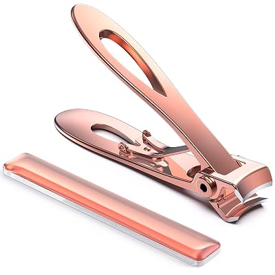 Kaasage Nail Clipper and File, Professional Stainless Steel Heavy Duty Nail Cutter with Ergonomic Long Handle and Sharp Jaw Clip Finger Nails and Thick Toenails Easily, Gift for Adults, Men & Seniors
