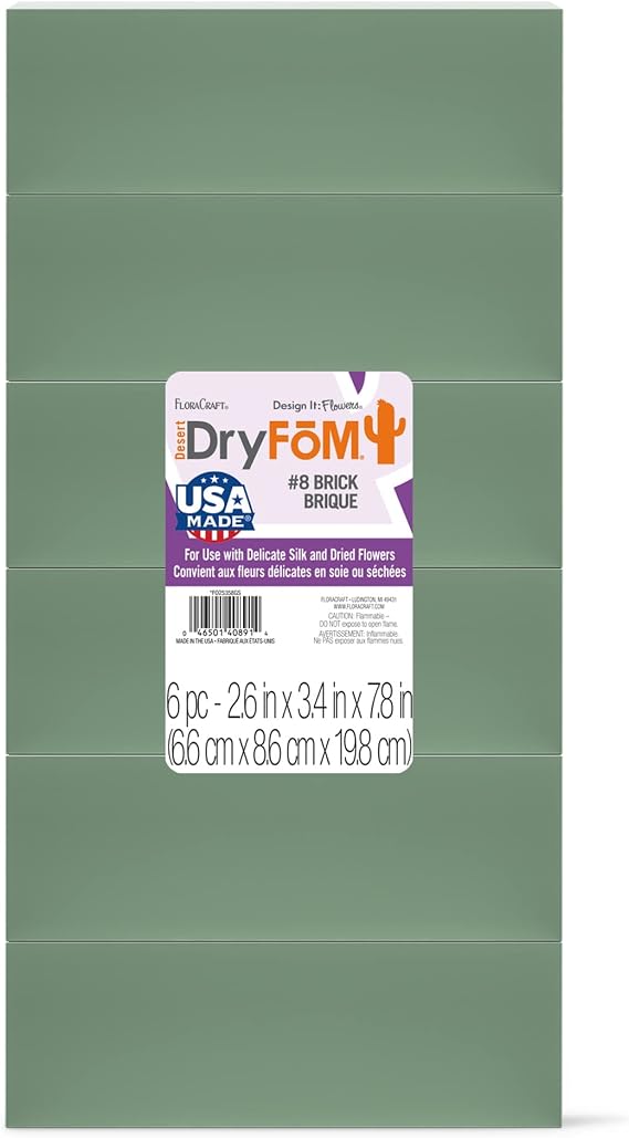 FloraCraft Floral Desert DryFoM 6 Piece Brick 2.6 Inch x 3.4 Inch x 7.8 Inch Green